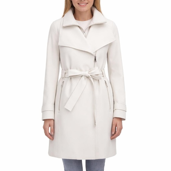 Halston Jackets & Blazers - Halston Women's M Trench Coat Gray Polyester H0491